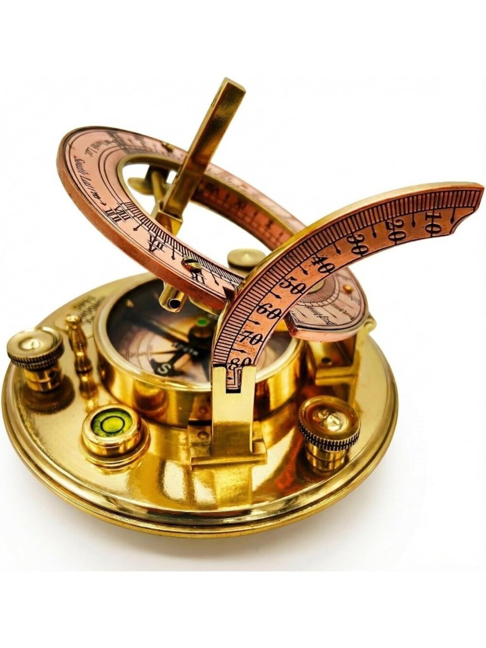 Home Gold Sundial Compass Sailing Vintage Anniversary Unique Nautical Clock